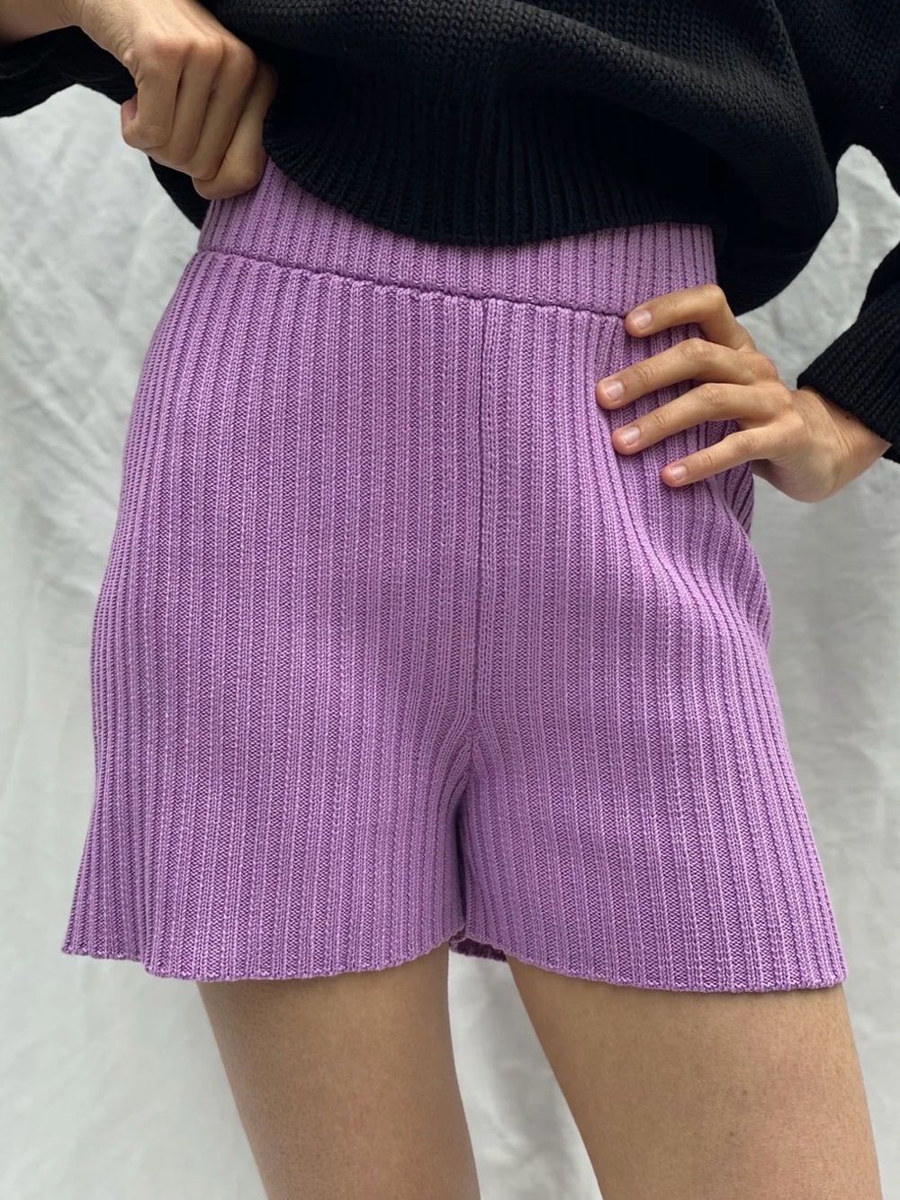 Jaggery London Rio Ribbed shorts in Summer lilac purple